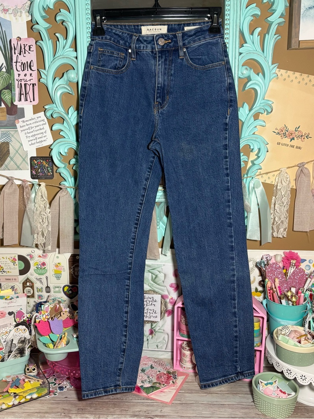 Pacsun Mom Blue Jeans Women’s Size 23 Medium Wash High Rise 90s Retro Indie Fall